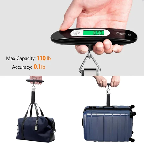 Miniatura 2 de FREETOO Báscula de equipaje portátil digital para maleta báscula de viaje con función de tara capacidad de 110 libras
