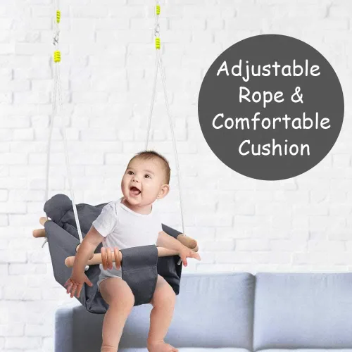 Miniatura 4 de Asiento de columpio colgante de lona para bebé, juguete seguro para interiores y exteriores, color gris