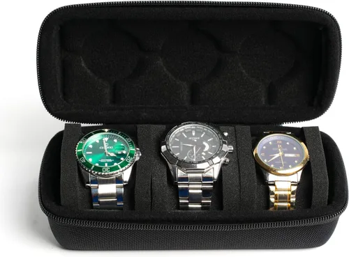 Miniatura 9 de Estuche de viaje único para reloj duro, Caja organizadora de exhibición enrollable para reloj inteligente deportivo de hombre con almohadilla
