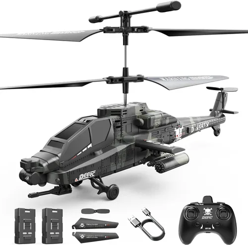 DEERC - Helicóptero RC, avión RC para niños y adultos, helicóptero de control remoto de 2.4GHz, tiempo de vuelo de 26 minutos, luces LED y retención