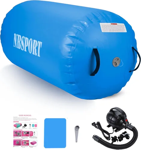 Miniatura 9 de Air Barrel - Barril de Aire Rodillo de Gimnasia para Entrenador de Flic Flac Hacia Atrás, Colchoneta de Aire con Bomba para Entrenamiento de Rosa +