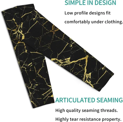 Miniatura 3 de Mangas de compresión con estampado de mármol negro y dorado para hombres y mujeres, protección solar UV