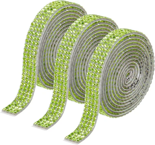 Miniatura 20 de MECCANIXITY 3 rollos de cinta de diamantes de imitación autoadhesiva de 3 yardas y 0.315 in para proyectos de artes y manualidades, pasteles de Beige