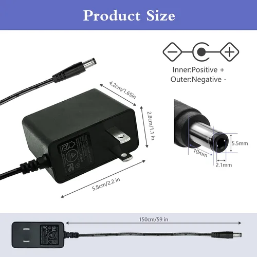 Miniatura 2 de 5V 1A Cargador de pared Adaptador de corriente con enchufe 5.5 x 2.1mm, 5W Adaptador universal AC/DC 100-240V AC a DC 5V Convertidor de cable