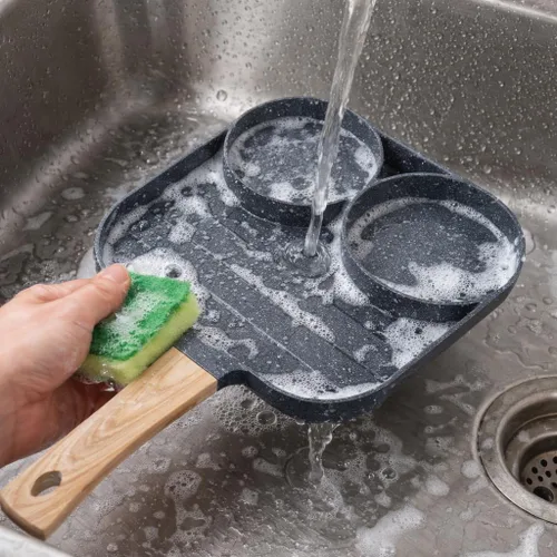 Miniatura 5 de Sartén antiadherente para huevos fritos de 3 secciones para estufa de gas, cocina de inducción, cocina de desayuno, color negro