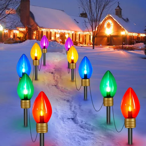 Miniatura 12 de Strawberry Jumbo C9 Luces de Camino de Navidad para Exteriores - 8.5 Pies 5 Luces LED C9 de Navidad, Luces C7 Cubiertas Jumbo Multicolor Luces