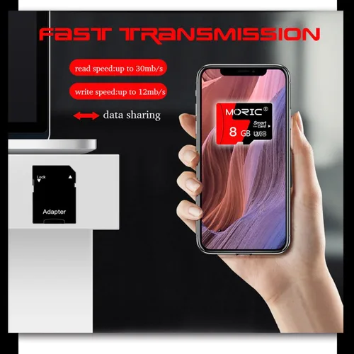 Miniatura 6 de Paquete de 2 tarjetas micro SD de 8 GB con adaptador SD tarjeta de memoria de alta velocidad, tarjeta TF de memoria C10 A1 para cámara/Dash