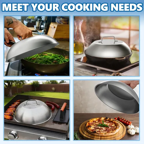 Miniatura 7 de SafBbcue 2 juegos de accesorios para parrilla de 12 pulgadas, cubierta de cúpula de fusión de quesos para Blackstone, Pitboss, Camp Chef Vapor Pizza