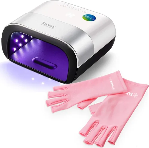 SUNUV SUN3 - Lámpara de uñas UV, guantes UV para manicura de gel con protección UV, luz UV de secado rápido para uñas con ajustes ajustables,