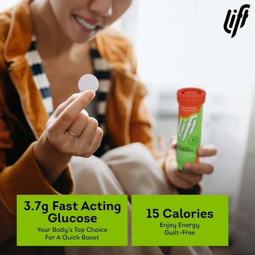 Miniatura 3 de Lift Comprimidos energéticos masticables de glucosa de acción rápida Naranja Tubo de 10 quilates (paquete de 12)