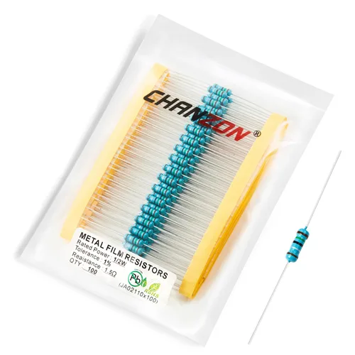 Miniatura 72 de Chanzon - 100 resistencias de película metálica 1/2 W (0.5 W) 10 Ω ohmios ±1% de tolerancia 10R MF, resistencias de agujero pasante con limitación