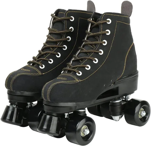 XUDREZ Patines de Cuero de Vaca para Mujeres y Hombres Zapatos de Caña Alta Diseño de Doble Fila, Patines Clásicos Premium Ajustables