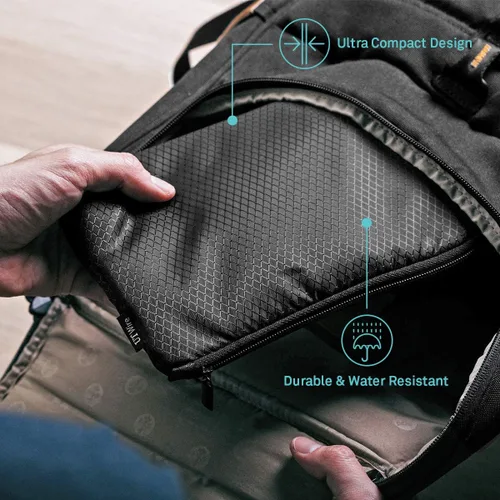 Miniatura 4 de UT Wire Estuche organizador de viaje de bolsillo con cremallera para cargador, cable, banco de energía, accesorios de memoria flash en negro