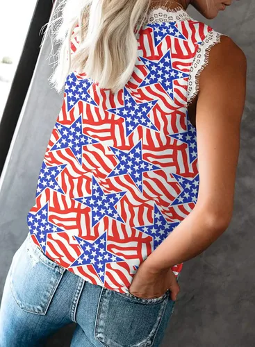 Miniatura 277 de VIISHOW - Camiseta sin mangas, sexy, con cuello en V y bordes de encaje para mujer, camisola de vestir, camisas de gasa, sin mangas, casuales