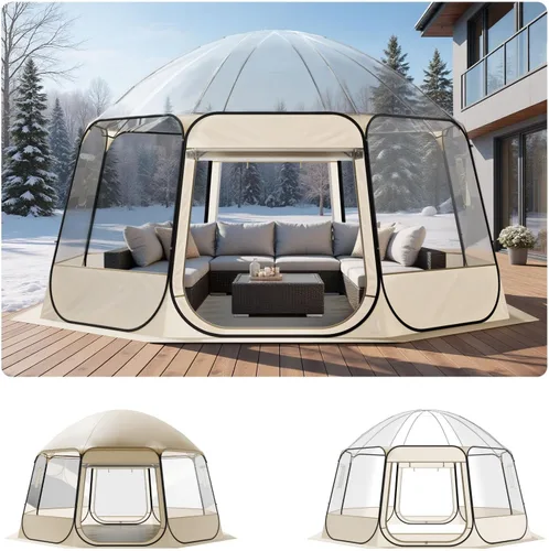 Miniatura 15 de VEVOR Pop up Sports Tent, 8 Sizes Optional Clear Bubble Tent for 1-6 Person, Waterproof Outdoor Pod with Floor Mat & Top Cover, Garden Igloo Dome