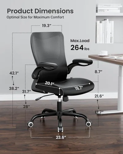 Miniatura 2 de MUXX.STIL Silla de oficina, silla de escritorio ergonómica de piel sintética con soporte lumbar ajustable y reposabrazos abatible, silla de Nori