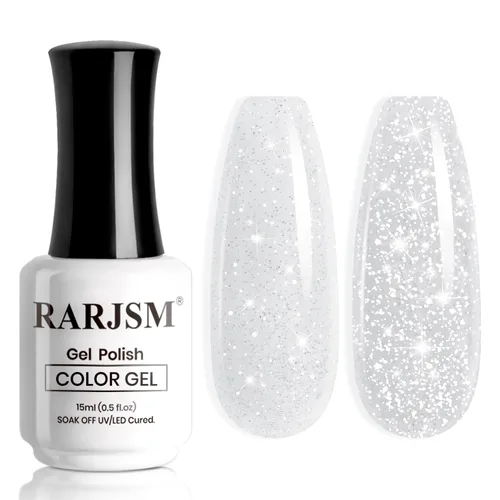 Miniatura 13 de RARJSM Esmalte de uñas de gel con purpurina verde, esmalte de gel reflectante con destellos de purpurina y diamantes, esmalte de uñas de gel