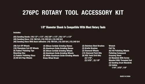 Miniatura 6 de Kit de accesorios para herramientas rotativas de 276 piezas, ajuste universal para un fácil corte, tallado y pulido