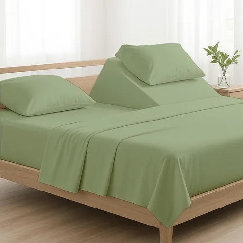Miniatura 12 de NON Sticky cotton Juego de sábanas de 4 piezas para cama ajustable con números de sueño, 100% algodón egipcio, cabezal flexible de 34 pulgadas, se