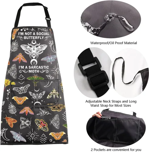 Miniatura 5 de MBMSO Delantal de polilla de cabeza de la muerte, regalos celestiales para los amantes de la polilla I'm Not a Social Butterfly Goblincore Gifts
