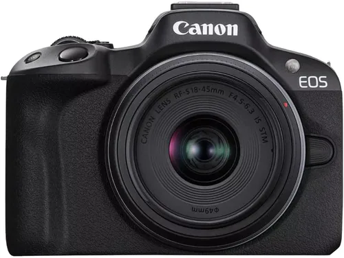 Miniatura 3 de Canon Cámara sin espejo EOS R50 (negro) con RF-S 0.709-1.772 in F4.5-6.3 es lente STM 5811C012 paquete con bolsa de fotografía Deco Gear + 2