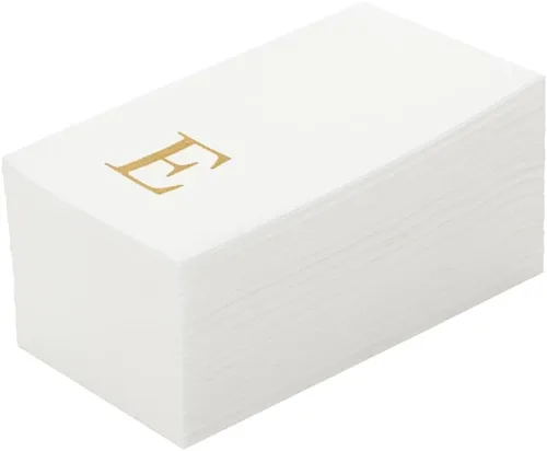 Miniatura 52 de Luxenap Toallas de invitados de tacto de lino de 15.8 X 7.9 pulgadas, 50 toallas de mano con letras - Letra dorada "S", fuente sans serif