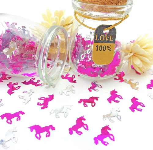 Miniatura 4 de Decoración de mesa de fiesta de unicornio de confeti de cumpleaños de papel metálico de unicornio para boda, cumpleaños, baby shower, despedida