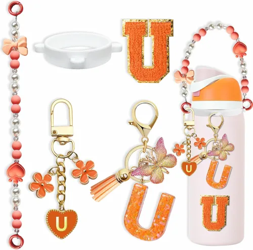 Miniatura 24 de Lindo Juego de Dijes de Letras para Botella de Agua Owala de 24oz, 32oz, 40oz, Owala Kids y Vaso de Café, FreeSip – Incluye Correa con Asa, para Rosa