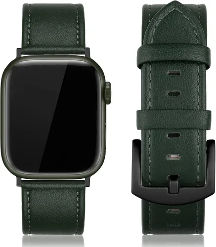 Miniatura 10 de EDIMENS Correas de cuero compatibles con Apple Watch de 1.81 pulgadas, 1.77 pulgadas, 1.73 pulgadas, 1.65 pulgadas (serie 1, 2, 3) para hombres