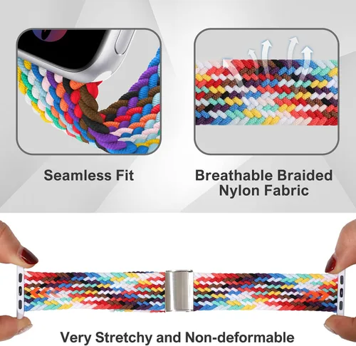 Miniatura 3 de Bandiction - Correas compatibles con Apple Watch de 44mm 40mm 38mm 42mm 41mm 45mm 46mm 49mm, bandas iWatch para mujeres y hombres, correa elástica