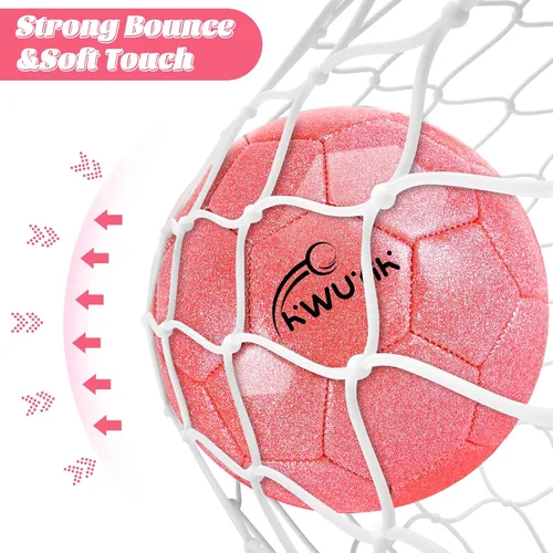 Miniatura 5 de Tamaño 3, 4, 5, juego de pelota de fútbol con purpurina, rosa, dorado, morado, con inflador, pelota de fútbol para niños de 3-6, 6, 8, 8-12, pelota