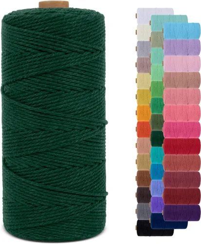 Miniatura 36 de Cuerda de macramé de 0.079 in para 219 yardas, cuerda de algodón natural para manualidades, hilo de cuerda de macramé de colores para colgar