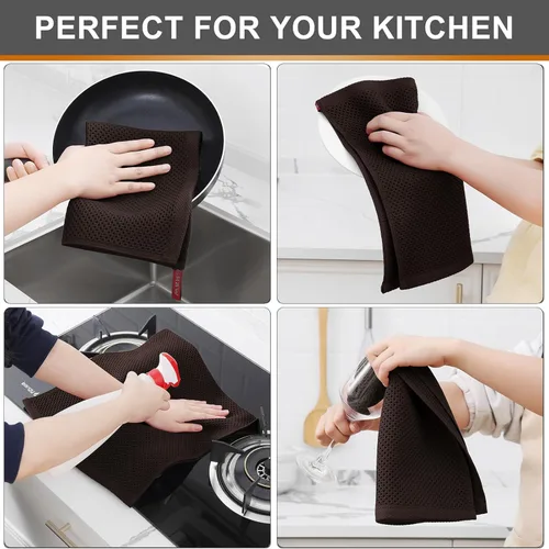 Miniatura 263 de Kitinjoy - Paños de cocina de 100 % algodón, tela de tejido gofrado, paño de limpieza ultrasuave, absorbente y de secado rápido. Beige