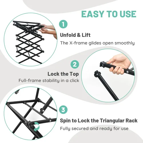 Miniatura 7 de ZOES HOMEWARE Escurridor de ropa plegable de 4 niveles Estante de secado de ropa plegable Estante de secado de ropa plegable para lavandería
