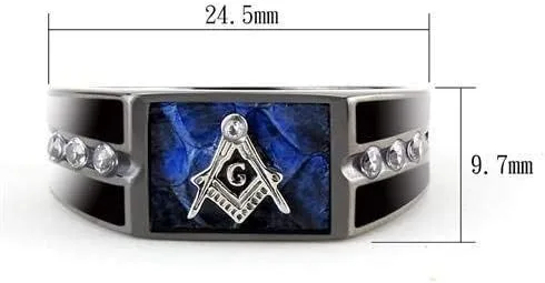 Miniatura 3 de Anillo Masónico Masónico Masónico de Acero Inoxidable para Hombre - Grabado Gratis