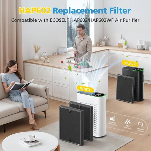 Miniatura 2 de Paquete de 2 filtros de repuesto HAP602 compatibles con el purificador de aire ECOSELF HAP602 / HAP602WF, filtro de repuesto para purificadores