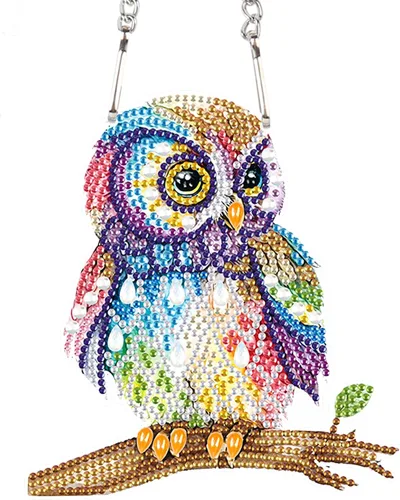 Kit de Colgante de Pintura de Diamante de Búho de AiYuanzsh, 19 cm, Acrílico, Montaje en Pared, Manualidades de Mosaico, Decoración del Hogar,