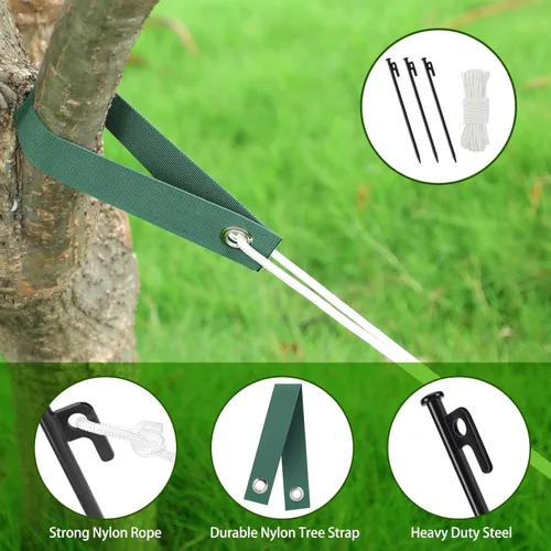 Miniatura 4 de Kits de estacas para árboles, estacas de árbol resistentes y kits de soporte para árboles jóvenes contra el mal tiempo, 3 estacas para árboles, 3