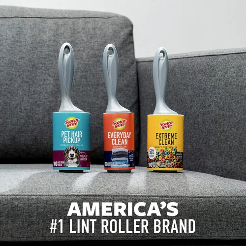 Miniatura 9 de Scotch-Brite Rodillo antipelusa extra adhesivo para mascotas, diseñado para quitar el pelo + pelusa de sofás, ropa, camas de perros y gatos, y más