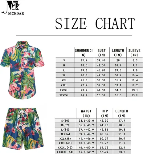 Miniatura 6 de MCEDAR Conjunto de camisa hawaiana y pantalón corto para hombre, conjunto de 2 piezas para vacaciones, casual, con botones, playa, trajes florales