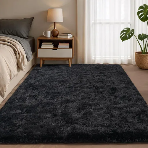 Miniatura 54 de Zentavio Alfombras de área para sala de estar, alfombras grises para dormitorio, alfombra de 4 x 6, alfombra mullida, peluda y suave, shag estética