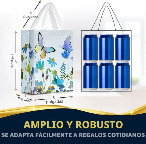 Miniatura 3 de Nush Nush Bolsas de regalo de mariposa con asas de tamaño mediano - Juego de 12 bolsas de regalo florales con brillante impresión holográfica