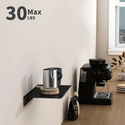 Miniatura 5 de Danpoo Pequeño estante flotante para almacenamiento en la pared, mini estante de exhibición para coleccionables, estante de pared de metal para Negro