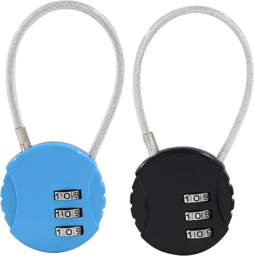 Miniatura 5 de Waziaqoc 2 cerraduras de cuerda de alambre, mini cerradura de combinación, candado de cuerda de alambre para equipaje, armario de gimnasio, joyero