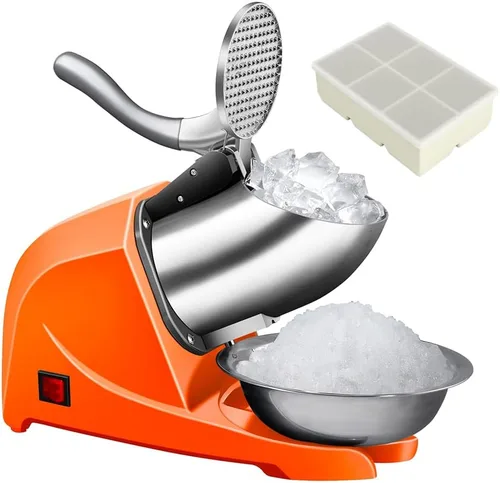 Afeitadora de hielo de 4 cuchillas, máquina de afeitar eléctrica de hielo afeitado, trituradora de hielo de 200 libras/hora con picahielo para uso
