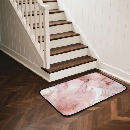 Miniatura 7 de Tapetes de cocina con estampado de mármol rosa dorado rosa, tapete antideslizante para baño, dormitorio, baño, sala de estar, decoración del hogar
