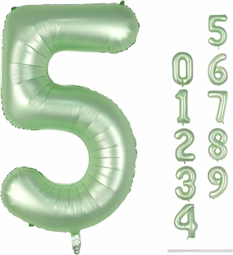 Miniatura 49 de Globo dorado champán con el número 5, globos de aluminio autoinflables grandes de 40 pulgadas del 0 al 9, globo de helio digital 5 dorado claro