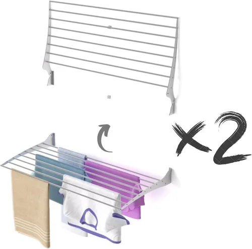 Miniatura 39 de foxydry Tendedero plegable para colgar en la pared, vertical plegable para interiores y exteriores, en acero aluminio (31.5 in)