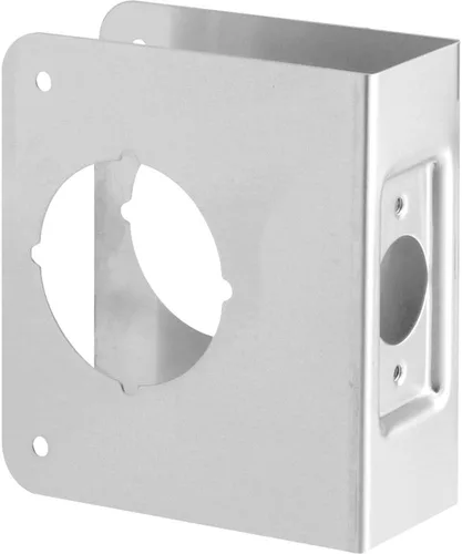 Prime-Line Products U 9553 refuerzo para puerta y cerradura, 2-1/8 pulgadas x 2-3/8 pulgadas x 1-3/4 pulgadas, acero inoxidable, empotrado