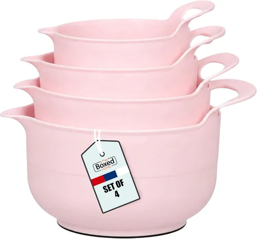 Miniatura 15 de BoxedHome Paquete de 4 Tazones de Mezcla Anidables con Pico Vertedor y Asa, Tazón Grande de Mezcla de Plástico sin BPA Apto para Microondas y Azul